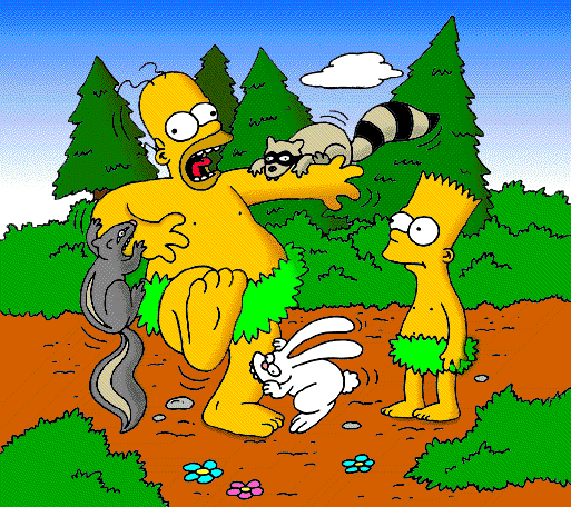 Homer et Bart dans la nature